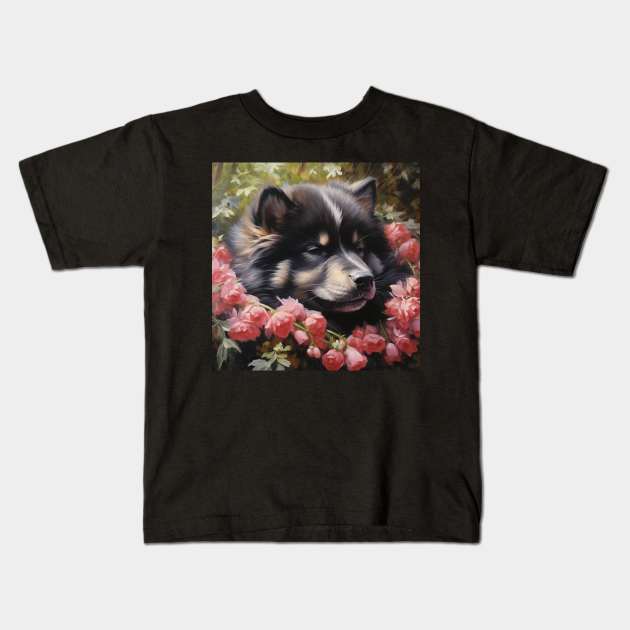 Finnish Lapphund Puppy Kids T-Shirt by Enchanted Reverie